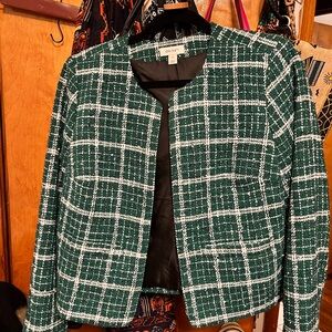Macy’s ON 34th - Green and White Tweed Lady Jacket/Collarless Blazer